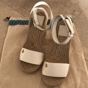 Tory Burch White Bima Wedge Espadrille